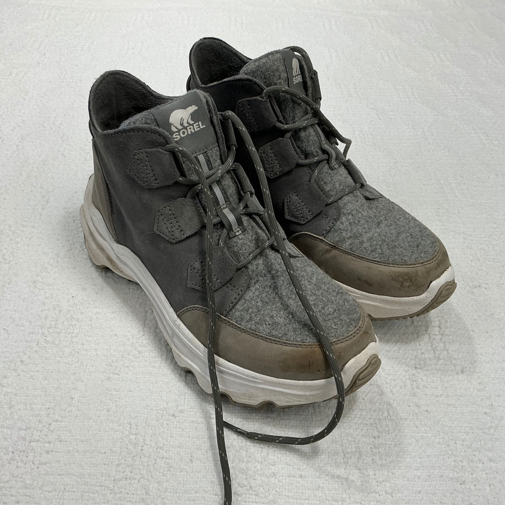 Sorel Kinetic RNEGD Sport Waterproof Boots Grey Felt Suede NL4903-052 Womens 9